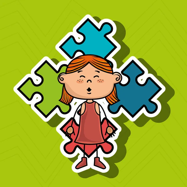 Dziewczyna dla dzieci puzzle ikona — Wektor stockowy