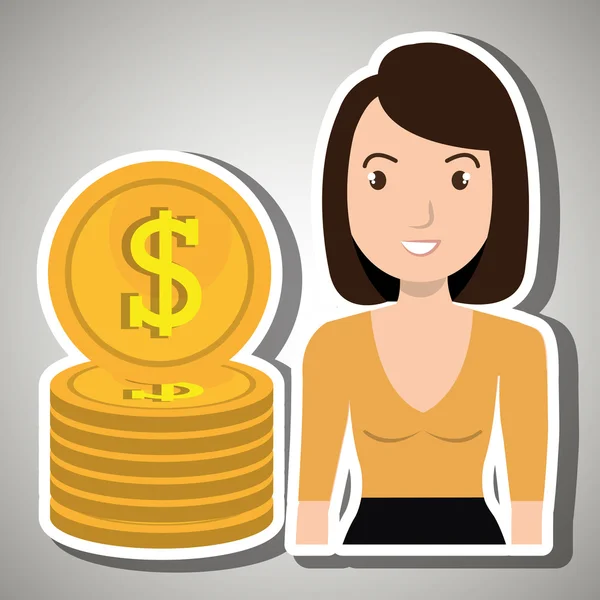 Femme monnaie argent dollar — Image vectorielle