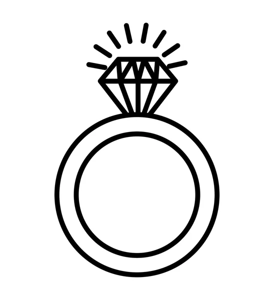 Anillo diamante aislado icono — Vector de stock