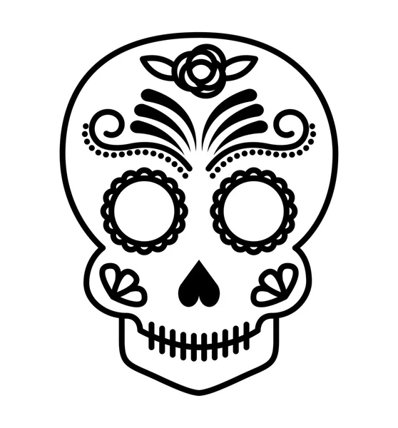 Dessin crâne tatouage style icône isolée — Image vectorielle