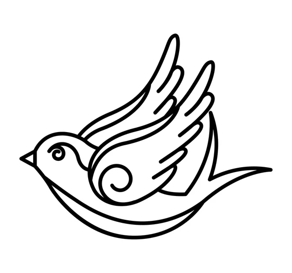 Dibujo de aves tatuaje estilo icono aislado — Vector de stock