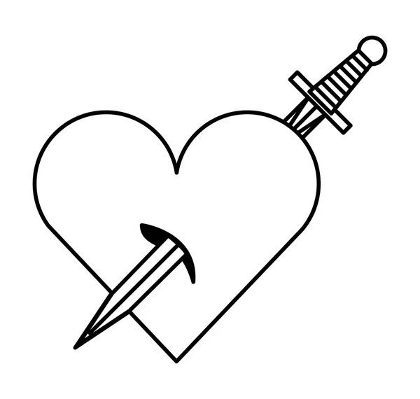 Sword drawing tattoo style isolated icon — Stock Vector