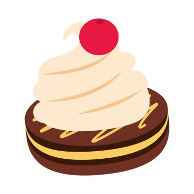 Lezzetli kek tatlı izole edilmiş ikon