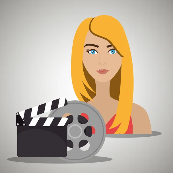 Žena video kino — Stockový vektor