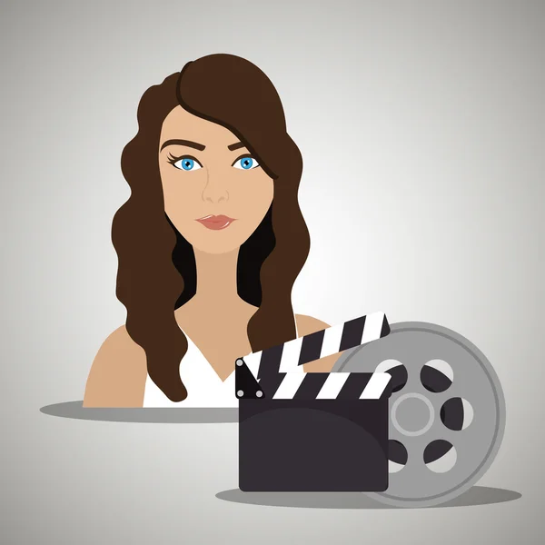 Mulher filme vídeo teatro —  Vetores de Stock