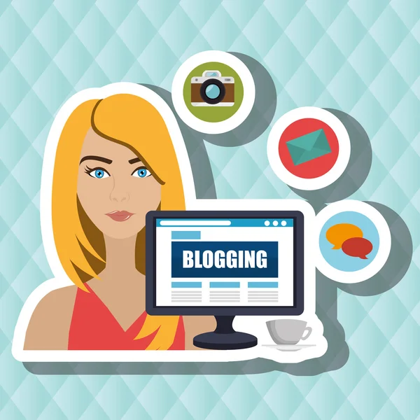 Kadın Bloglar web — Stok Vektör