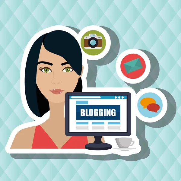 Kadın Bloglar web — Stok Vektör