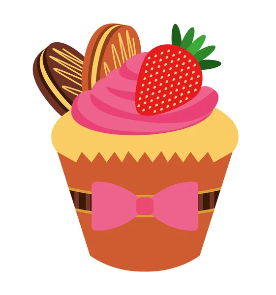 Läcker cupcake söt isolerad ikon — Stock vektor