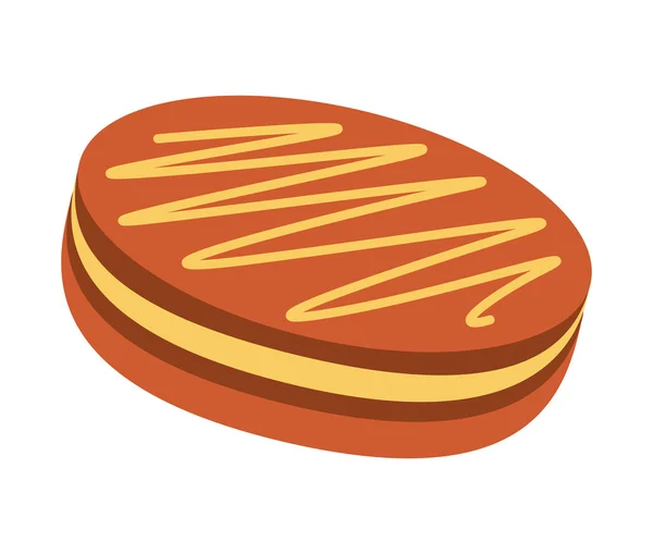 Dulce deliciosa galleta aislado icono — Vector de stock