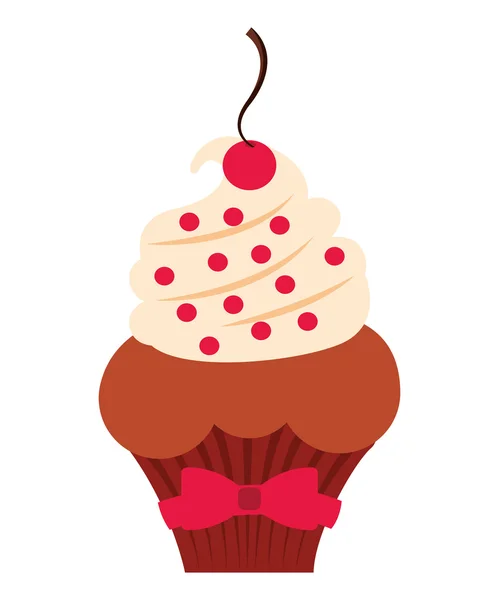 Delicious cupcake sweet isolated icon — Stock Vector