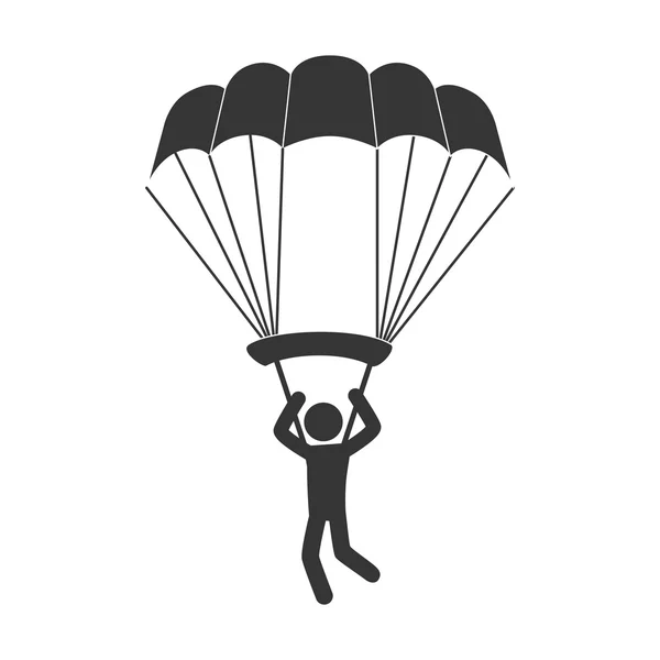 Paracadute uomo aria cielo — Vettoriale Stock