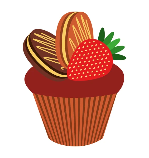 Delicious cupcake sweet isolated icon — Stock Vector