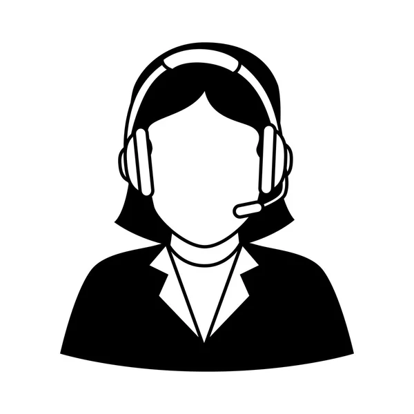 Assistente de serviço de fone de ouvido operador pessoa — Vetor de Stock