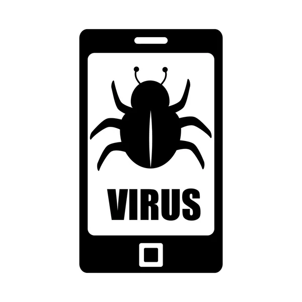 Allarme pericolo virus smartphone — Vettoriale Stock