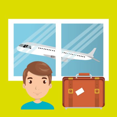 adam bavul uçak pencere