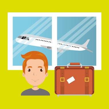 adam bavul uçak pencere