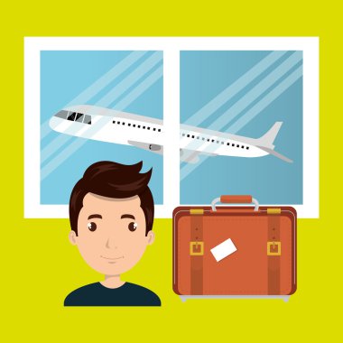 adam bavul uçak pencere