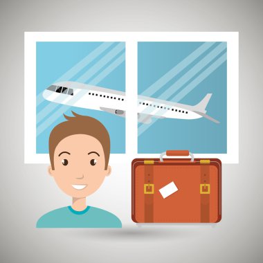 adam bavul uçak pencere