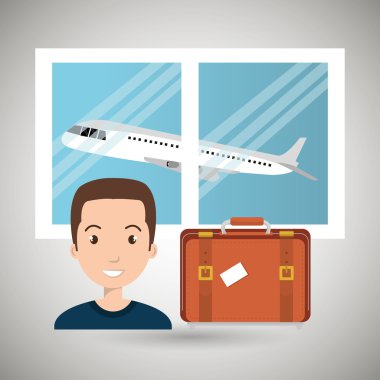 adam bavul uçak pencere