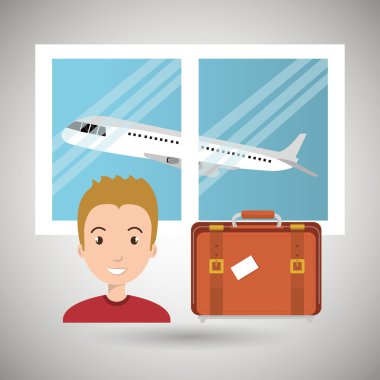 adam bavul uçak pencere