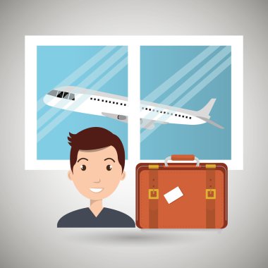 adam bavul uçak pencere