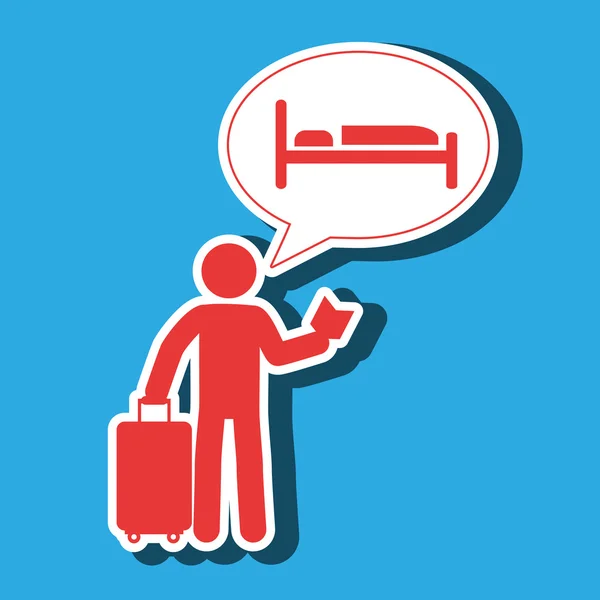 Traveler silhouette suitcase map — Stock Vector