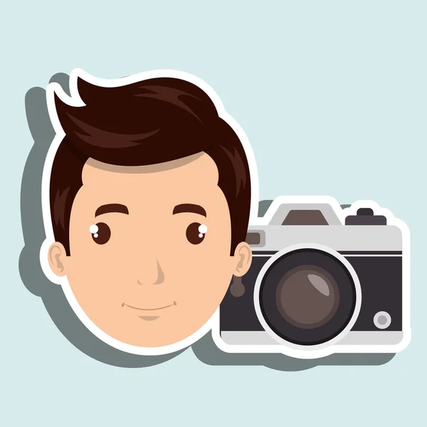 Man camera tickets reizen — Stockvector