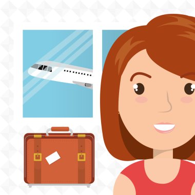 kadın bavul uçak pencere