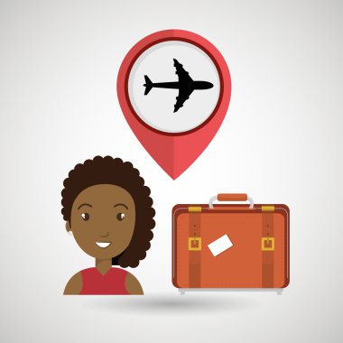 kadın bavul uçak pencere