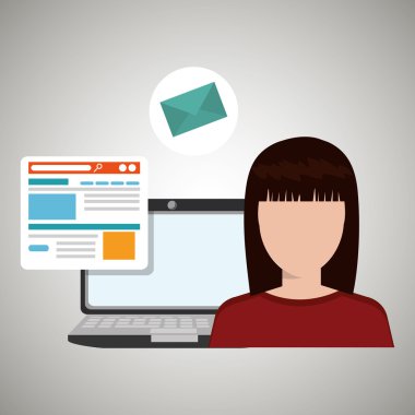 kadın dizüstü e-posta belge