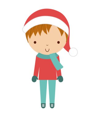 Kış Giysi izole simgesi olan küçük şirin çocuk