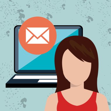 kadın dizüstü bilgisayar ileti web