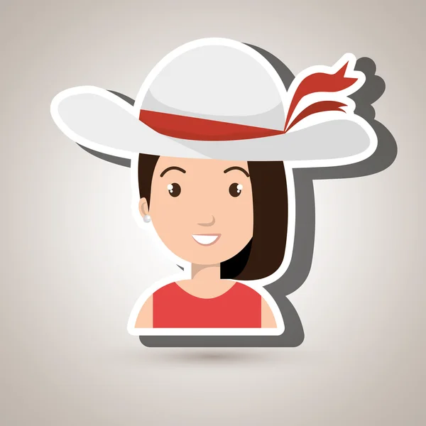 Viajero mujer icono turístico — Vector de stock