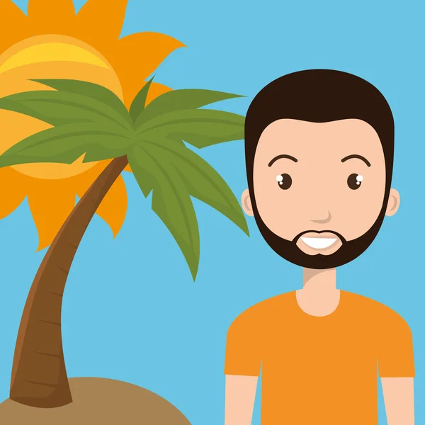 男人太阳棕榈旅行 — 图库矢量图片