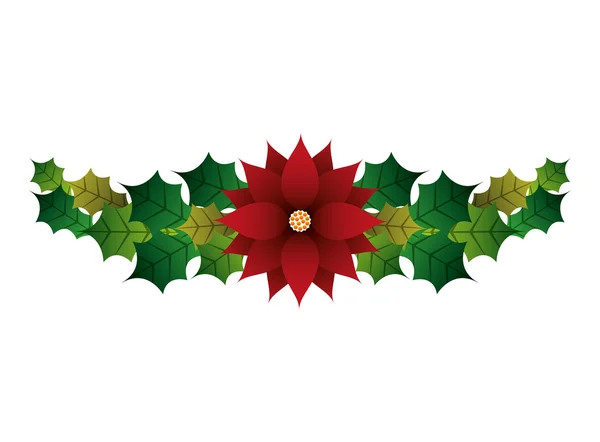 Decoración floral de Navidad icono aislado — Vector de stock