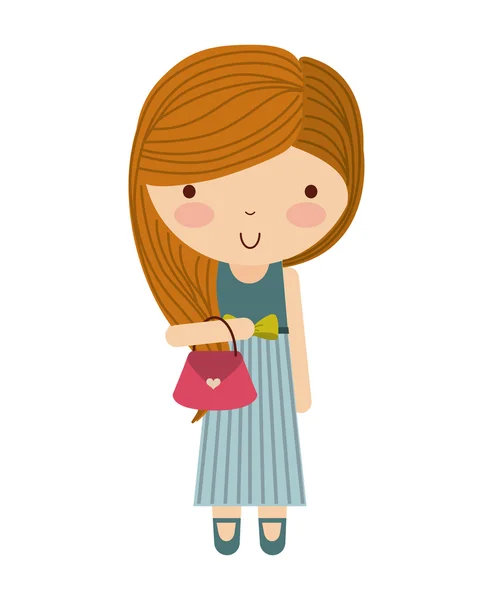 Little cute girl isolated icon — Stock Vector