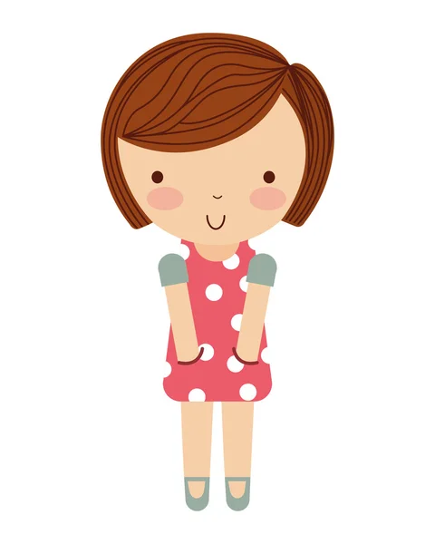 Little cute girl isolated icon — Stock Vector