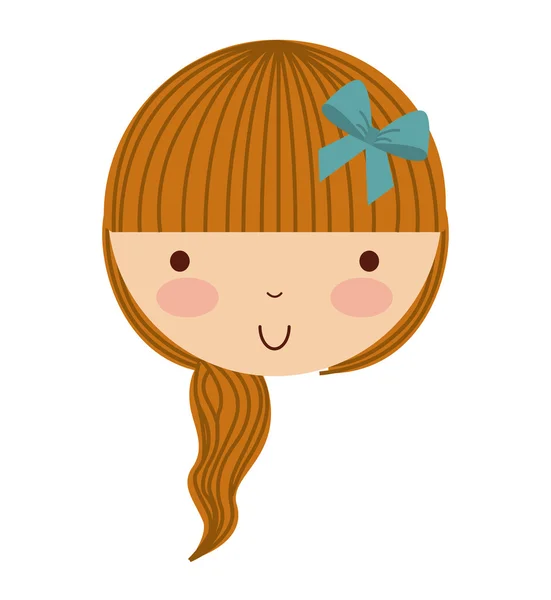 Pequeña linda chica aislado icono — Vector de stock