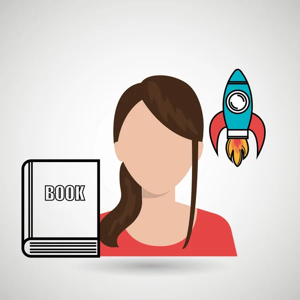 Mujer libro idea icono — Vector de stock