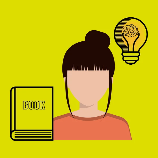 Woman book idea icon — Stock Vector