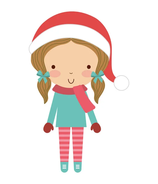 Little cute girl with winter clothes isolated icon — Stock Vector