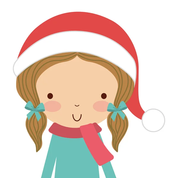 Little cute girl with winter clothes isolated icon — Stock Vector