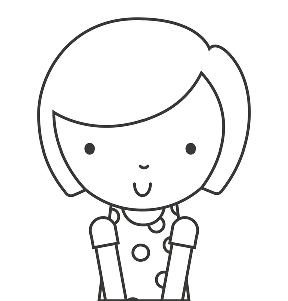 Pequeña linda chica aislado icono — Vector de stock