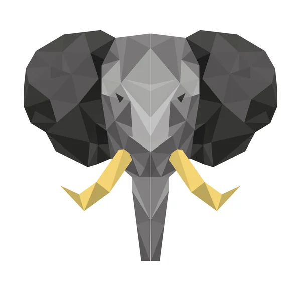 Olifant hoofd laag poly geïsoleerde pictogram — Stockvector