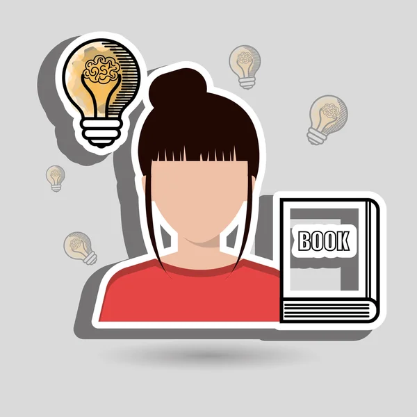 Mujer libro idea icono — Vector de stock