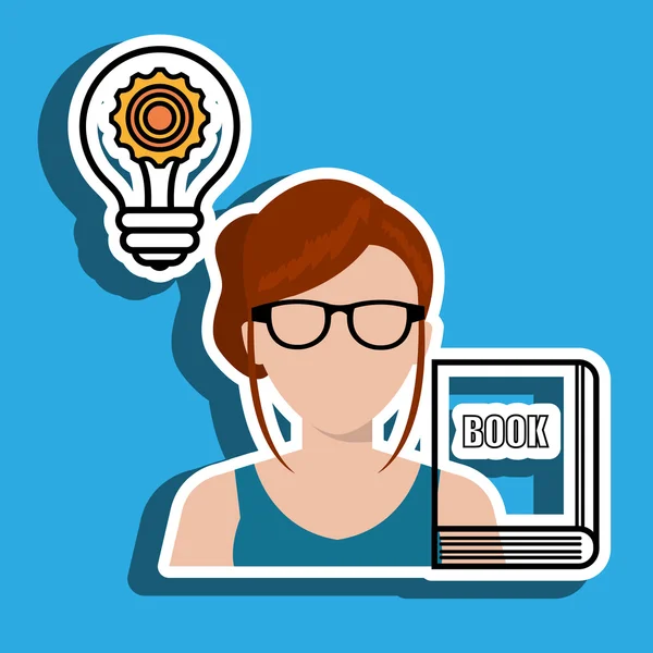 Mujer libro idea icono — Vector de stock