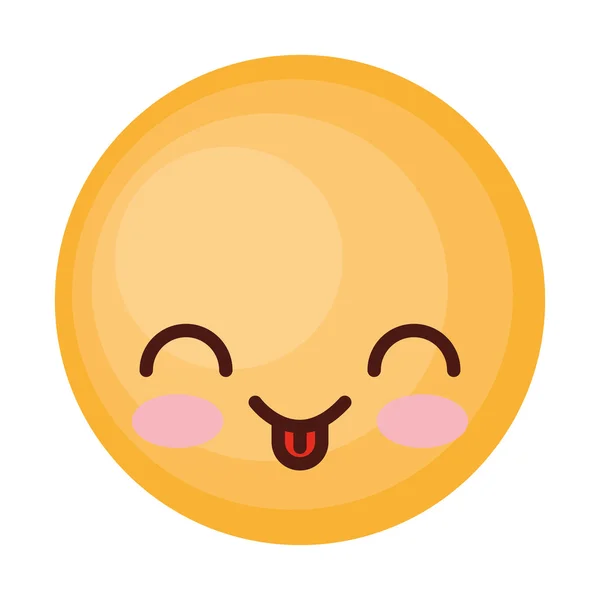 Face emoticon cute circle icon — Stock Vector