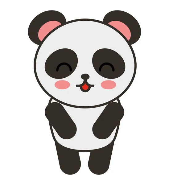 Lindo oso panda animal tierno icono aislado — Vector de stock