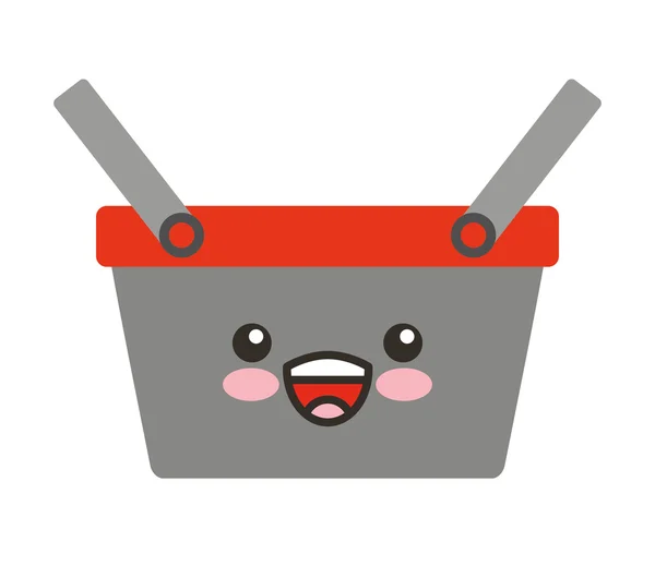 Shopping basket character isolated icon — Stock Vector