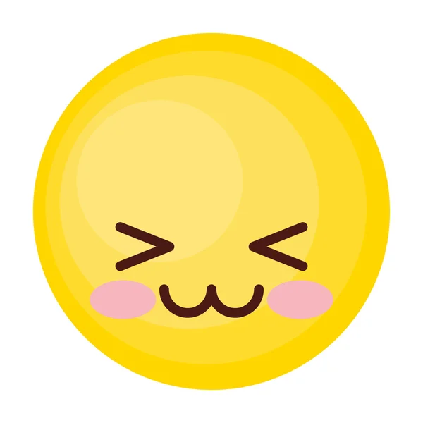 Face emoticon cute circle icon — Stock Vector
